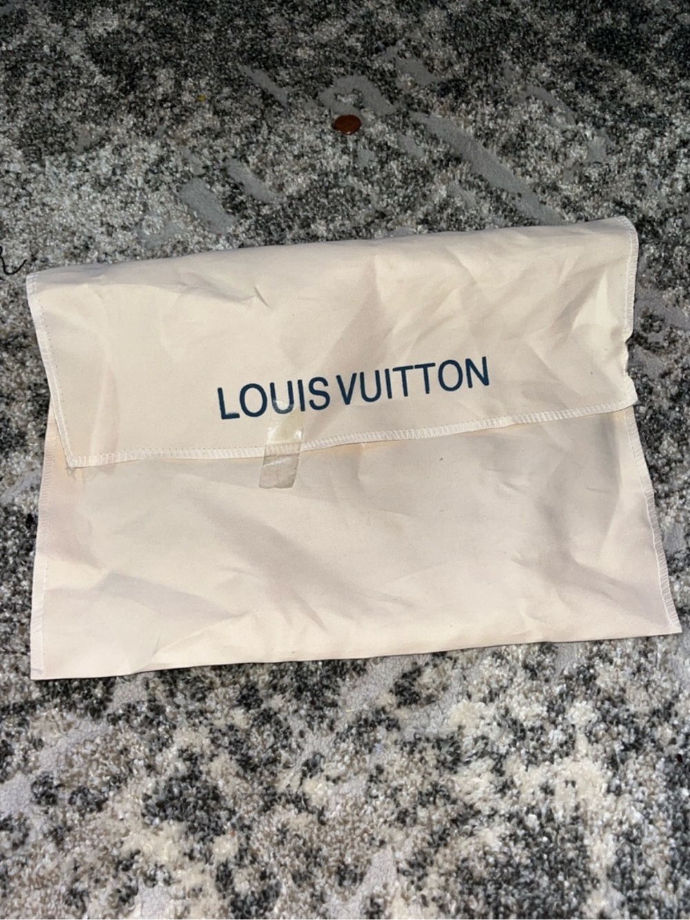 Louis Vuitton Cream Dust Pouch with Navy Logo
